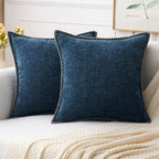 MIULEE Pack of 2 Couch Throw Pillow Covers 18x18 Inch Sage Green Farmhouse Decorative Pillow Covers with Stitched Edge Soft Chenille Solid Dyed Summer Pillow Covers for Sofa Bed Living Room