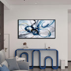 Large Wall Art for Living Room - Abstract Wall Decor Framed Picture Artwork for Wall Decorative Paintings Blue and White Modern Office Bedroom Art
