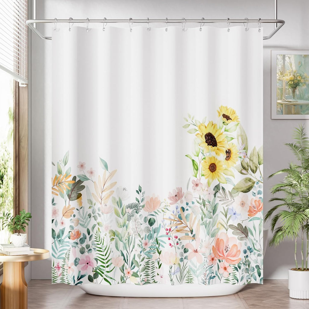 Shower Curtain, Washable Cloth Black Shower Curtain Sets with 12 Shower Curtain Hooks, Fabric Rustic Black and White Striped Curtain, Farmhouse Bathroom Curtains, 72x72 Inches