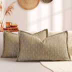 ZWJD Pillow Covers 18x18 Set of 2 Soft Polyester Textured Pillow Covers with Stylish Flange Edge Cozy Farmhouse Throw Pillows for Couch Bed Sofa Living Room