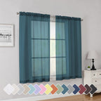 Black Sheer Curtains 63 Inch Length 2 Panels, Rod Pocket Solid Color Window Sheer Curtain Panels, Elegant Curtains & Drapes for Living Room, Bedroom 2 Panels (Black, 42" W x 63" L)
