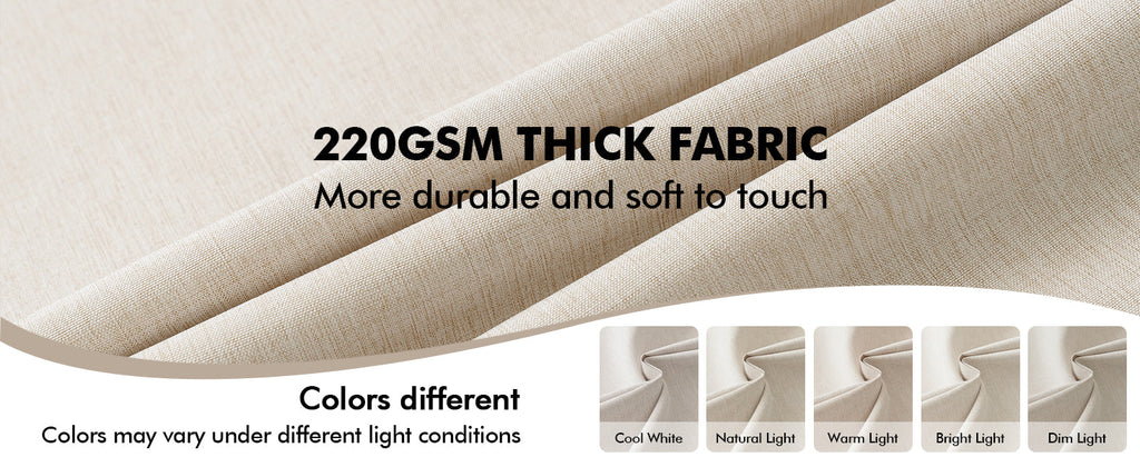 Beige Scalloped Shower Curtain Linen Textured with 12 Metal Hooks Cute Heavy Duty Washable Waterproof Neutral Thick Cloth Shower Curtains with Black Border for Bathroom Bathtub,W72*L72 Cream