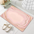 Thin Bath Mat, Diatomaceous Earth Shower Mat Non Slip Instantly Removes Water Drying Fast Bathroom Mat Modern Abstract Wave Marble Texture Easy to Clean (3x5ft/36x60in/90x150cm, Pink)
