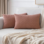 MIULEE Pack of 2 Decorative Throw Pillow Covers 18x18 Inch Soft Boho Striped Textured Corduroy Pillow Covers Spring Modern Farmhouse Home Decor for Couch Bed Sofa Living Room Sage Green
