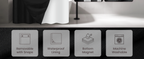 No Hook Slub Textured Shower Curtain with Snap in Liner - Black Fabric Outer Curtain & Waterproof Inner Liner, Hotel Style with See Through Top Window, 71x74 in
