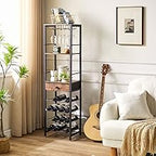 IBUYKE Wine Rack Freestanding Floor, Bar Cabinet for Liquor and Glasses,4-Tier Wood Coffee Bar Cabinet,Glass Holder and Storage Drawer for Home Bar Kitchen Living Room,Rustic Brown UTMJ905H