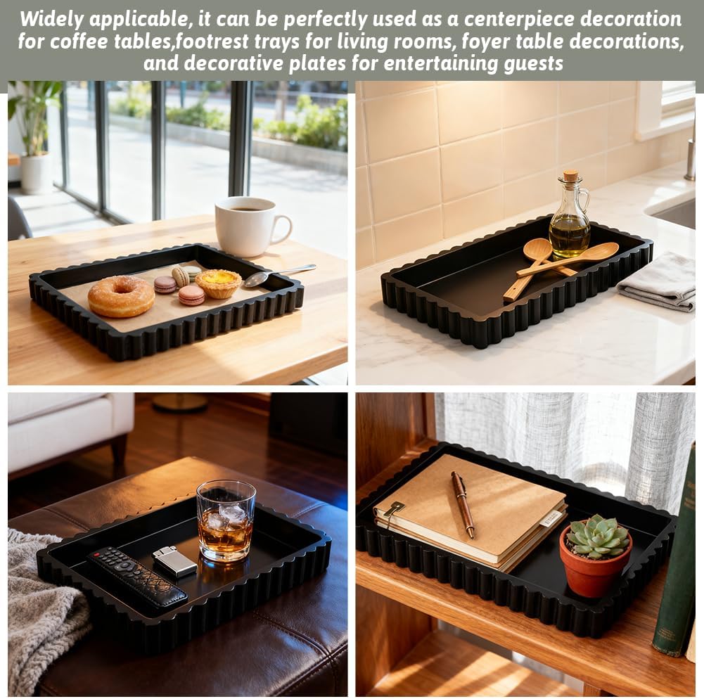 Decorative Tray for Coffee Table Decor,14'' Coffee Table Tray with 50 Oil-Proof Paper,Ottoman Trays Tables Centerpieces,Home Modern Serving Trays for Hotel Meals Desserts