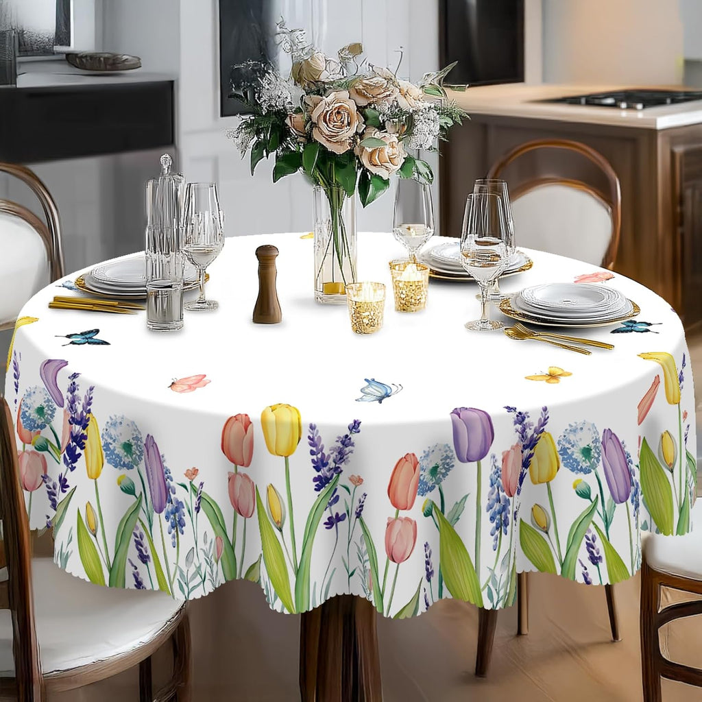Bohemia Round Tablecloth,Tablecloth Waterproof and Wrinkle-Free, Boho Table Covers, Summer Decorations for Home 60inch