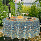 Bohemia Round Tablecloth,Tablecloth Waterproof and Wrinkle-Free, Boho Table Covers, Summer Decorations for Home 60inch
