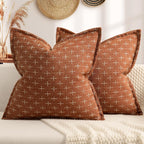 ZWJD Pillow Covers 18x18 Set of 2 Soft Polyester Textured Pillow Covers with Stylish Flange Edge Cozy Farmhouse Throw Pillows for Couch Bed Sofa Living Room