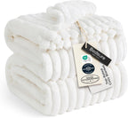 Bedsure GentleSoft Blankets Queen Size for Bed - Cozy Soft Sofa Couch Cover Blankets for Women, Cute Large Bedding Fleece Throws for Girls, Off White, 90x90 Inches