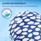 Luxury Shower Cap for Women Reusable Waterproof, Double Layered Shower Hair Cap with Adjustable Elastic Strap, Large Satin Lined Shower Bath Cap for Long Curly Straight Hair, Blue