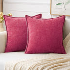 MIULEE Pack of 2 Couch Throw Pillow Covers 18x18 Inch Sage Green Farmhouse Decorative Pillow Covers with Stitched Edge Soft Chenille Solid Dyed Summer Pillow Covers for Sofa Bed Living Room