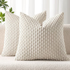 MIULEE Pack of 2 Decorative Throw Pillow Covers 18x18 Inch Soft Boho Striped Textured Corduroy Pillow Covers Spring Modern Farmhouse Home Decor for Couch Bed Sofa Living Room Sage Green