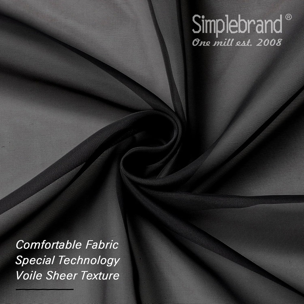 Black Sheer Curtains 63 Inch Length 2 Panels, Rod Pocket Solid Color Window Sheer Curtain Panels, Elegant Curtains & Drapes for Living Room, Bedroom 2 Panels (Black, 42" W x 63" L)