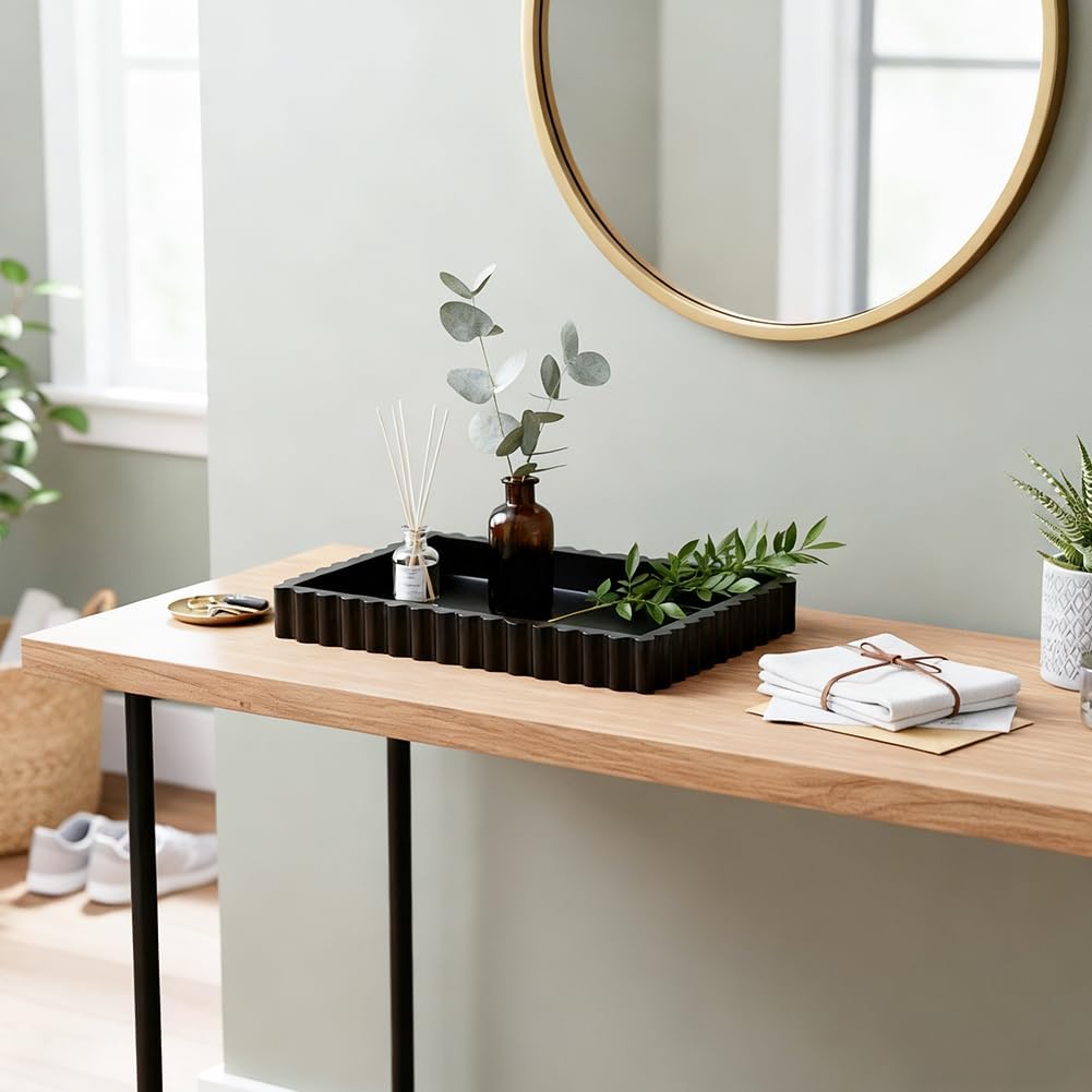 Decorative Tray for Coffee Table Decor,14'' Coffee Table Tray with 50 Oil-Proof Paper,Ottoman Trays Tables Centerpieces,Home Modern Serving Trays for Hotel Meals Desserts