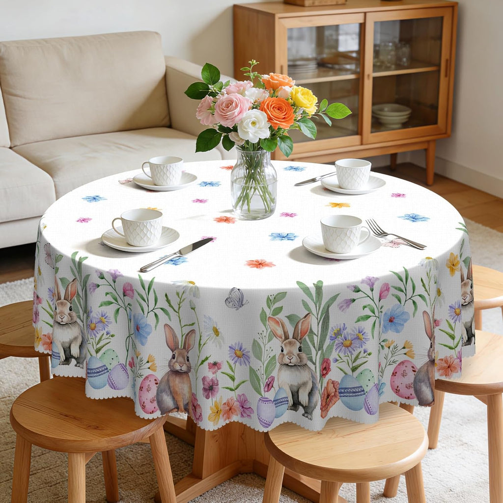 Bohemia Round Tablecloth,Tablecloth Waterproof and Wrinkle-Free, Boho Table Covers, Summer Decorations for Home 60inch