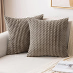 MIULEE Pack of 2 Decorative Throw Pillow Covers 18x18 Inch Soft Boho Striped Textured Corduroy Pillow Covers Spring Modern Farmhouse Home Decor for Couch Bed Sofa Living Room Sage Green