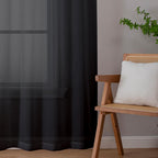 Black Sheer Curtains 63 Inch Length 2 Panels, Rod Pocket Solid Color Window Sheer Curtain Panels, Elegant Curtains & Drapes for Living Room, Bedroom 2 Panels (Black, 42" W x 63" L)
