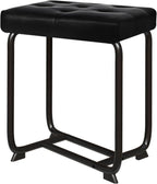 White Vanity Chair, Leather Vanity Stool, Small Stool Chair for Vanity, Square Ottoman Foot Stool, Makeup Vanity Chairs with Thick Padded Seat for Bathroom, Bedroom, Entryway, KFD01W