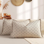 ZWJD Pillow Covers 18x18 Set of 2 Soft Polyester Textured Pillow Covers with Stylish Flange Edge Cozy Farmhouse Throw Pillows for Couch Bed Sofa Living Room
