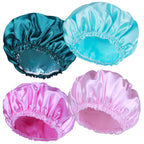 4 PCS Shower Caps for Women, Elastic and Reusable Bath Caps, Double Waterproof Layers Shower Cap, Bathing Shower Caps, Environmental Protection Hair Bath Hat - Printed Color