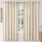 Linen Curtains 84 Inch Length 2 Panels Natural Semi Sheer Curtain with Back Tab Rod Pocket, Light Filtering Window Privacy Burlap Drapes for Living Room Bedroom 42W x 84L Linen