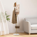 Freestanding Coat Rack with Marble Base, 4 Height Adjustable Standing Metal Coat Tree with 7 Hooks, Space-Saving Hat Clothes Coat Stand for Entryway, Bedroom, Office (Gold)