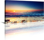 Wall Art Moon Sea Ocean Landscape Picture Canvas Wall Art Print Paintings Modern Artwork for Living Room Wall Decor and Home Décor Framed Ready to Hang,1inch Thick Frame, Waterproof Artwork.