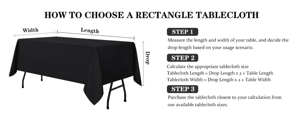 Rectangle Tablecloth - 60 x 84 Inch - Stain and Wrinkle Resistant Washable Polyester Table Cloth, Decorative Fabric Table Cover for Dining Tables, Buffet Parties and Camping, Black