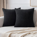 MIULEE Pack of 2 Decorative Throw Pillow Covers 18x18 Inch Soft Boho Striped Textured Corduroy Pillow Covers Spring Modern Farmhouse Home Decor for Couch Bed Sofa Living Room Sage Green