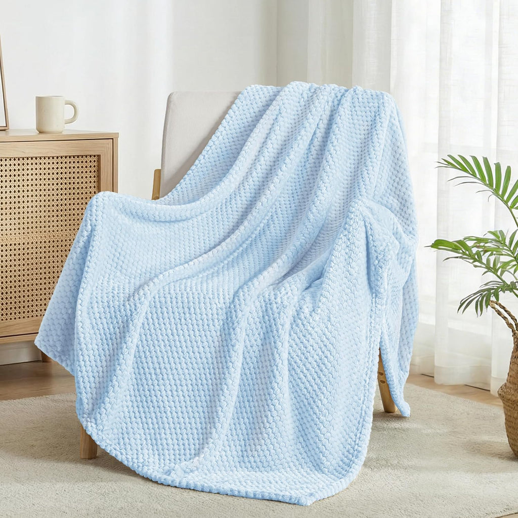 Fleece Throw Blanket Extra Large, Super Soft and Warm Blankets for Couch, Sofa and Bed Waffle Textured, Cozy, Fuzzy and Lightweight (Slate Blue, 50x70 Inches)