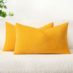 MIULEE Pack of 2 Couch Throw Pillow Covers 18x18 Inch Spring Soft Sage Green Chenille Pillow Covers for Sofa Living Room Solid Dyed Pillow Cases