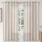 Linen Curtains 84 Inch Length 2 Panels Natural Semi Sheer Curtain with Back Tab Rod Pocket, Light Filtering Window Privacy Burlap Drapes for Living Room Bedroom 42W x 84L Linen