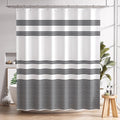 Shower Curtain, Washable Cloth Black Shower Curtain Sets with 12 Shower Curtain Hooks, Fabric Rustic Black and White Striped Curtain, Farmhouse Bathroom Curtains, 72x72 Inches