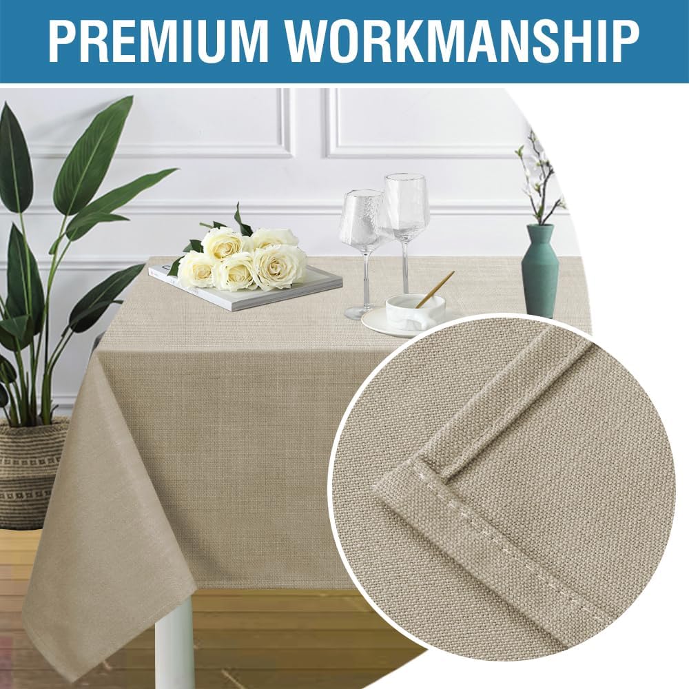Linen Textured Table Cloths 60 x 120 Inch Premium Solid Tablecloth Spill-Proof Waterproof Table Cover for Dining Buffet Feature Extra Soft and Thick Fabric Wrinkle Free, Taupe