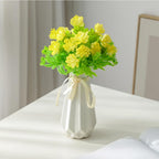 Ceramic Vase with Ribbon, 7.9" H, Artistic Design Flower Vase Geometrical Style for Modern Home Decoration