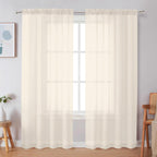 Black Sheer Curtains 63 Inch Length 2 Panels, Rod Pocket Solid Color Window Sheer Curtain Panels, Elegant Curtains & Drapes for Living Room, Bedroom 2 Panels (Black, 42" W x 63" L)