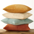 MIULEE Teal Orange Decorative Throw Pillow Covers 18x18 Inch Set of 4 Boho Corduroy Striped Cushion Cases Modern Farmhouse Patchwork Pillow Cases for Couch Sofa Bedroom Home Decor