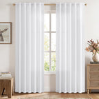 Linen Curtains 84 Inch Length 2 Panels Natural Semi Sheer Curtain with Back Tab Rod Pocket, Light Filtering Window Privacy Burlap Drapes for Living Room Bedroom 42W x 84L Linen