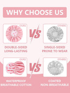 Shower Caps for Women Reusable Waterproof, Double Layer Waterproof Fabric - Both Sides Usable, Reversible Pattern & Solid Color Design, Soft Elastic Keeps Hair Dry for shower Spa Travel