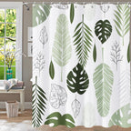 Shower Curtain Blue Eucalyptus Shower Curtains for Bathroom, Watercolor Leaf Shower Curtain Sets Waterproof Plant Shower Curtain Leaves Fabric Cloth Bathroom Curtains 72x72 inch with Hooks