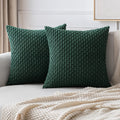 MIULEE Pack of 2 Decorative Throw Pillow Covers 18x18 Inch Soft Boho Striped Textured Corduroy Pillow Covers Spring Modern Farmhouse Home Decor for Couch Bed Sofa Living Room Sage Green