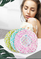 6 Pieces Waterproof EVA Plastic Shower Cap,Elastic Reusable Bathing Cap,Beauty Salon Spa Lace Elastic Band Flower Printed Hat Environmental Protection Hair Bath Caps