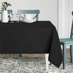 Rectangle Tablecloth - 60 x 84 Inch - Stain and Wrinkle Resistant Washable Polyester Table Cloth, Decorative Fabric Table Cover for Dining Tables, Buffet Parties and Camping, Black
