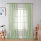 Black Sheer Curtains 63 Inch Length 2 Panels, Rod Pocket Solid Color Window Sheer Curtain Panels, Elegant Curtains & Drapes for Living Room, Bedroom 2 Panels (Black, 42" W x 63" L)