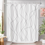 Shower Curtain, Cloth Ombre Black Shower Curtain Set with 12 Hooks, Washable Fabric Black and White Shower Curtain, Rustic Farmhouse Bathroom Shower Curtain, 72x72 Inches
