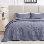Love's cabin Quilts for Queen Bed Blue Bedspreads - Soft Bed Summer Lightweight Bedspread Comforter - Modern Style Coin Pattern Coverlet for All Season - 3 Pieces (1 Quilt, 2 Pillow Shams)