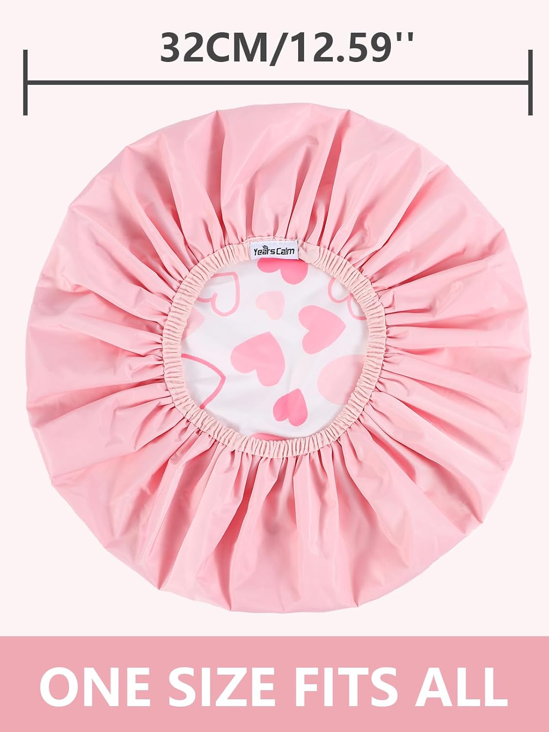 Shower Caps for Women Reusable Waterproof, Double Layer Waterproof Fabric - Both Sides Usable, Reversible Pattern & Solid Color Design, Soft Elastic Keeps Hair Dry for shower Spa Travel