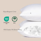 puredown® Feather Down Throw Pillow Inserts 22 x 22 (Pack of 2, White), Big Throw Pillows for Floor, Couch, Bed, Machine Washable